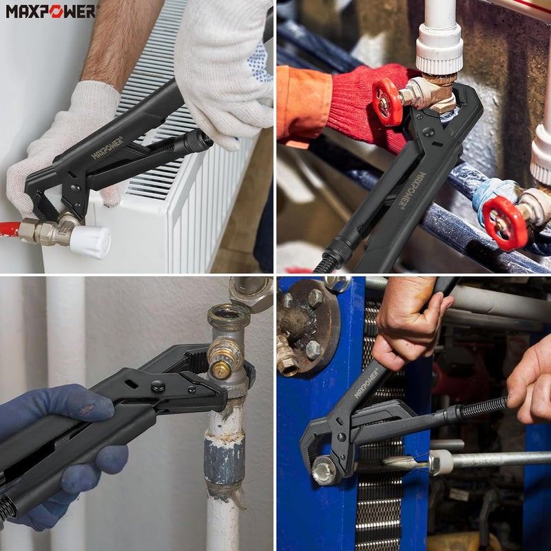 Max Power Swedish Pipe Wrench, 16 1/2-Inch Adjustable Swedish Pipe Spanner Plumbers Wrench with 90°Angled Jaw, Jaw MAX Opening Capacity 2.75" - Image 5